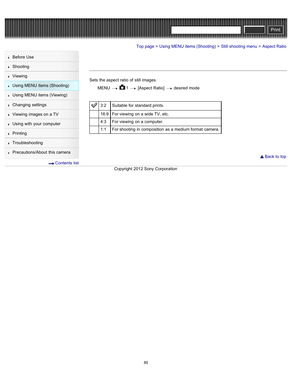 Aspect ratio, Cyber-shot user guide | Sony DSC-RX100 User Manual | Page 92 / 259
