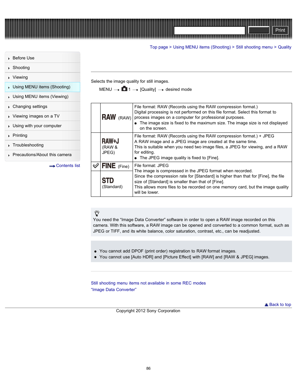 Quality, Cyber-shot user guide | Sony DSC-RX100 User Manual | Page 93 / 259