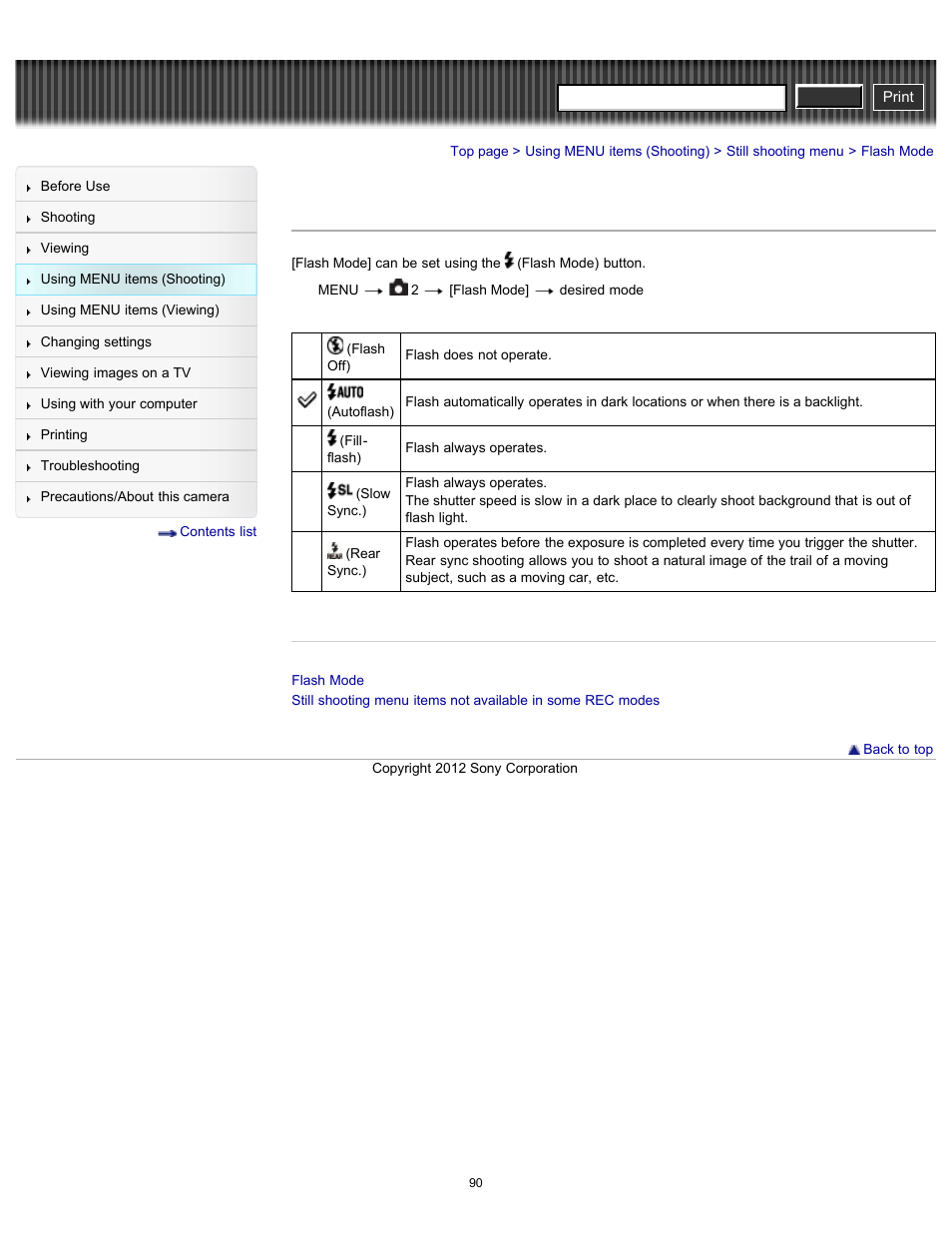 Flash mode, Cyber-shot user guide | Sony DSC-RX100 User Manual | Page 97 / 259