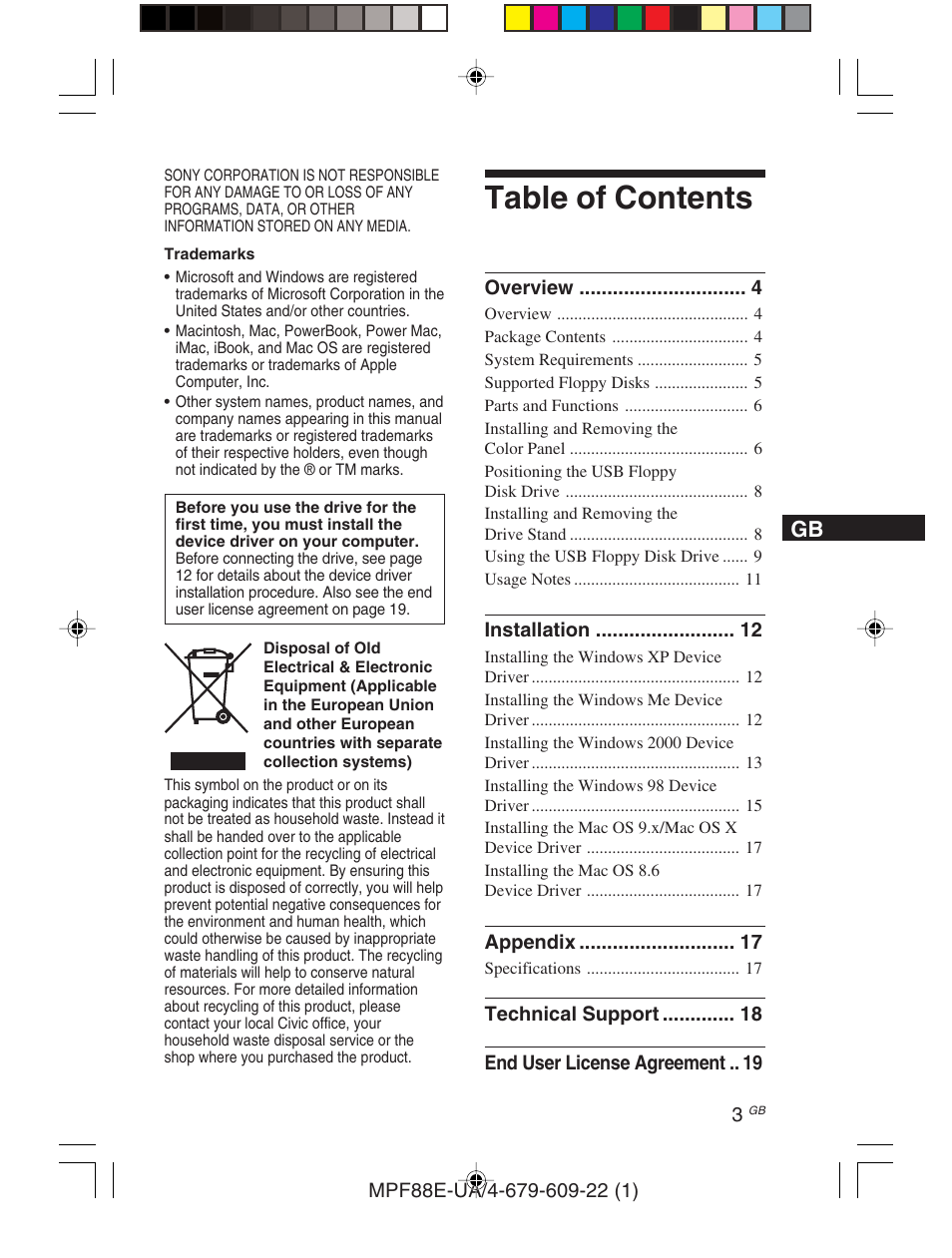Sony M-PF88E User Manual | Page 3 / 128