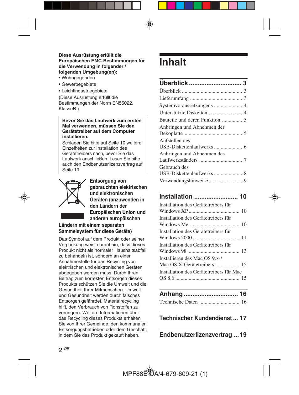 03de, Inhalt | Sony M-PF88E User Manual | Page 38 / 128
