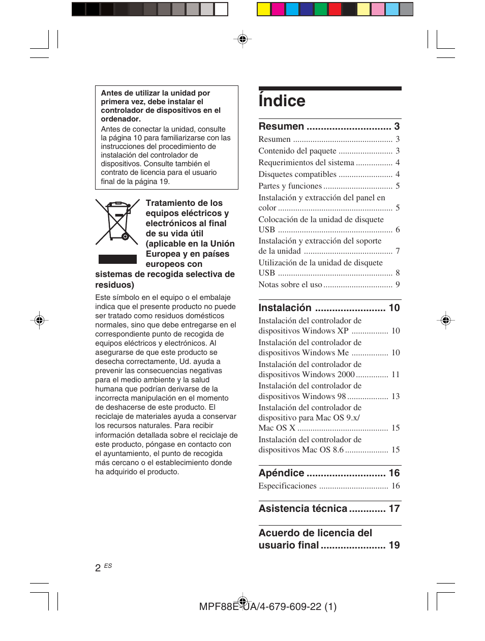 05es, Índice | Sony M-PF88E User Manual | Page 74 / 128