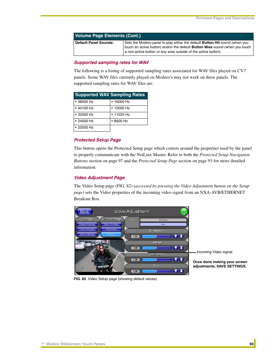 Supported sampling rates for wav | AMX NXD-CV7 User Manual | Page 101 / 184