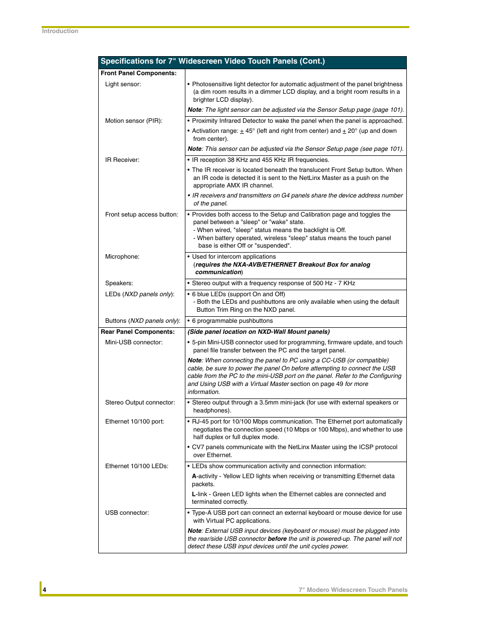 AMX NXD-CV7 User Manual | Page 12 / 184