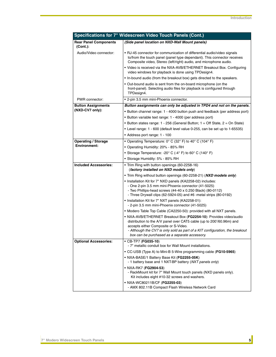 AMX NXD-CV7 User Manual | Page 13 / 184