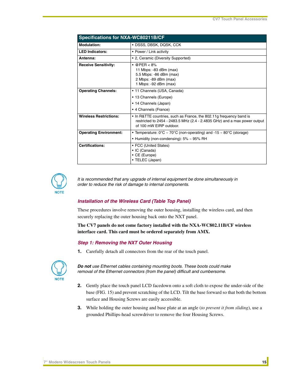 Step 1: removing the nxt outer housing | AMX NXD-CV7 User Manual | Page 23 / 184