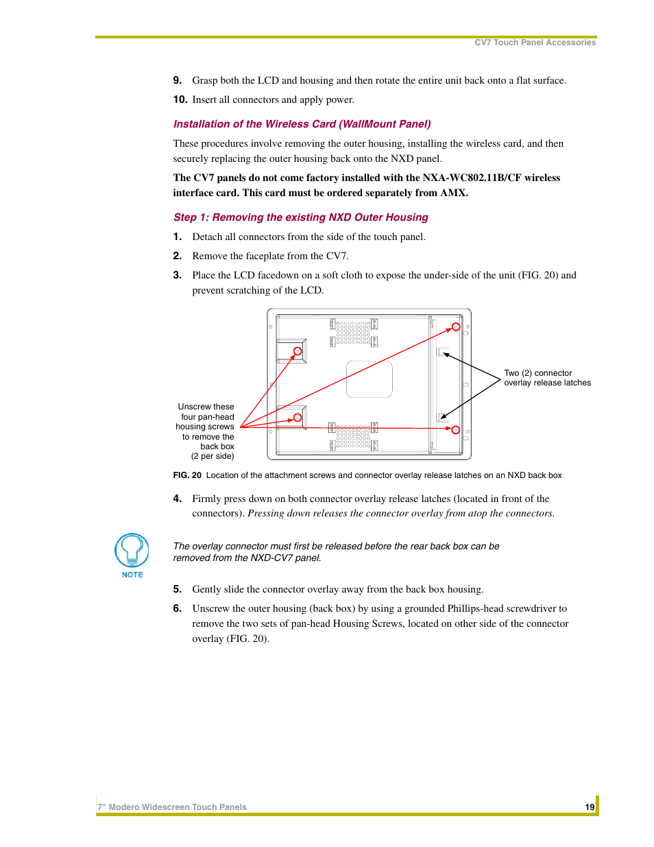 Step 1: removing the existing nxd outer housing | AMX NXD-CV7 User Manual | Page 27 / 184