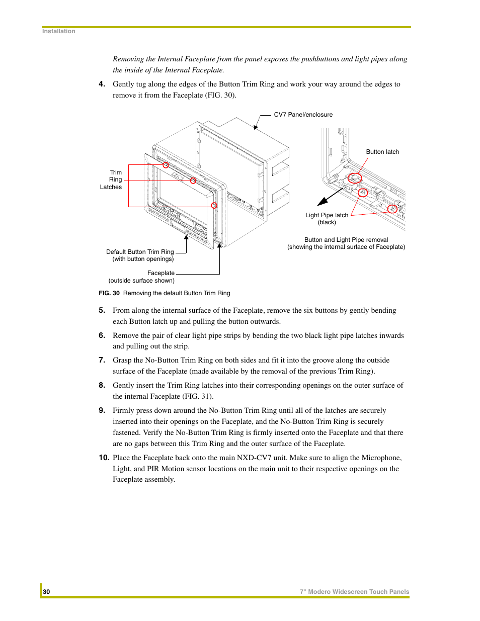 Latches (fig. 30) | AMX NXD-CV7 User Manual | Page 38 / 184