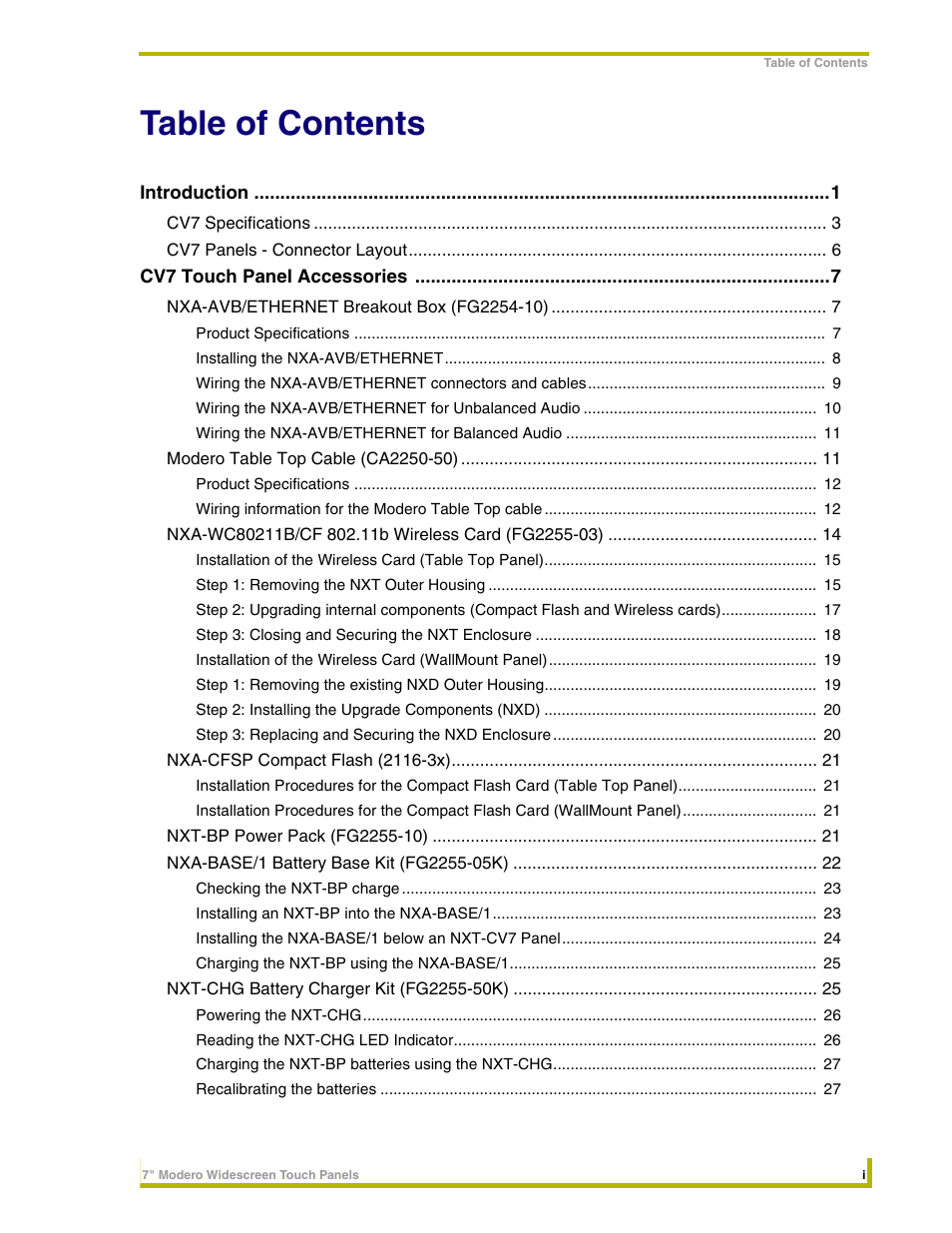 AMX NXD-CV7 User Manual | Page 5 / 184