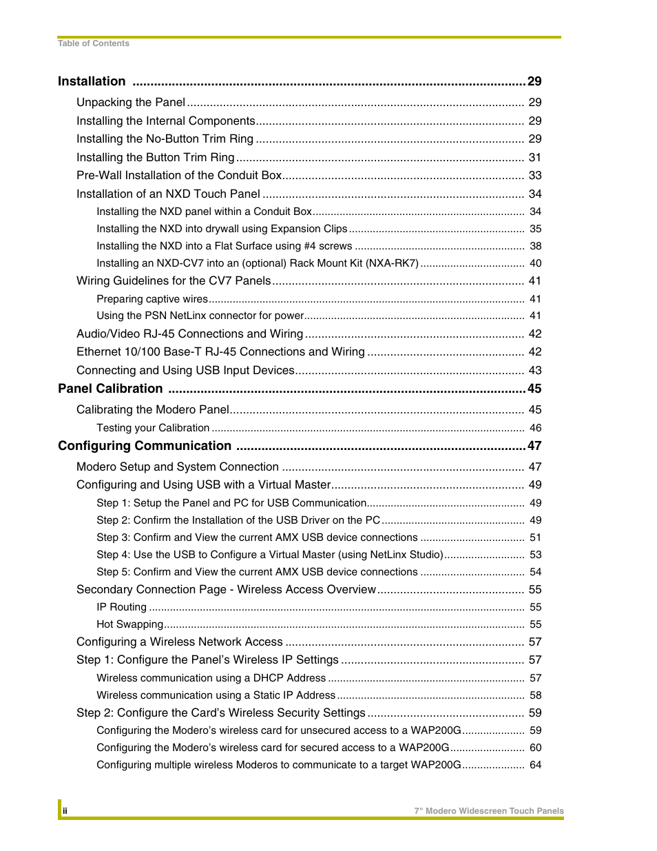 AMX NXD-CV7 User Manual | Page 6 / 184