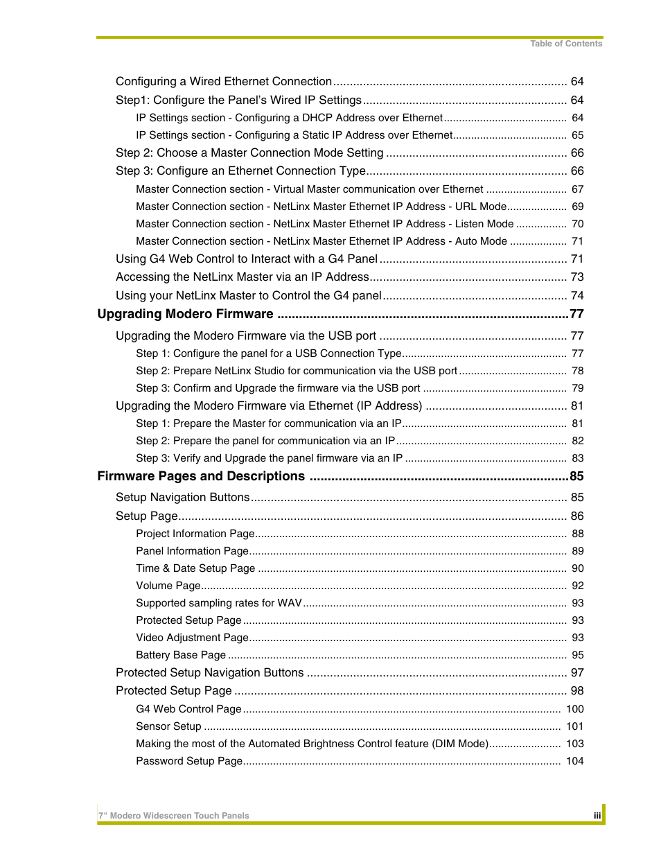 AMX NXD-CV7 User Manual | Page 7 / 184