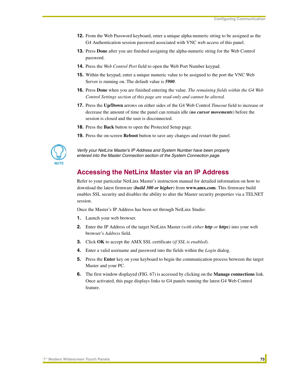 Accessing the netlinx master via an ip address | AMX NXD-CV7 User Manual | Page 81 / 184