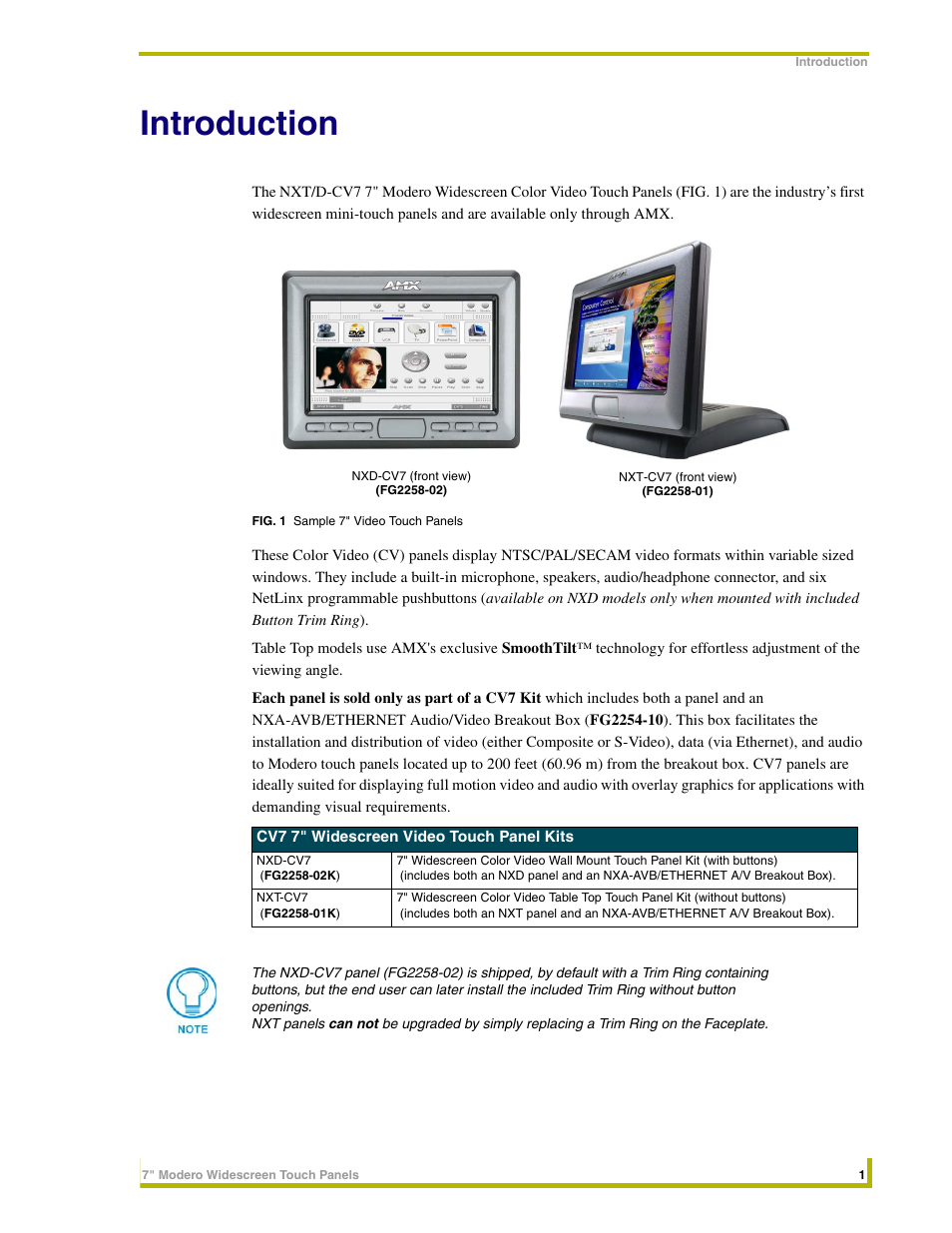 Introduction | AMX NXD-CV7 User Manual | Page 9 / 184