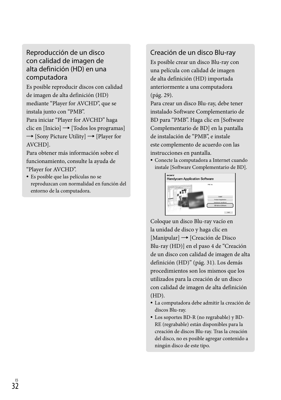 Creación de un disco blu-ray, Una computadora creación de un disco blu-ray | Sony HDR-CX520V User Manual | Page 100 / 135