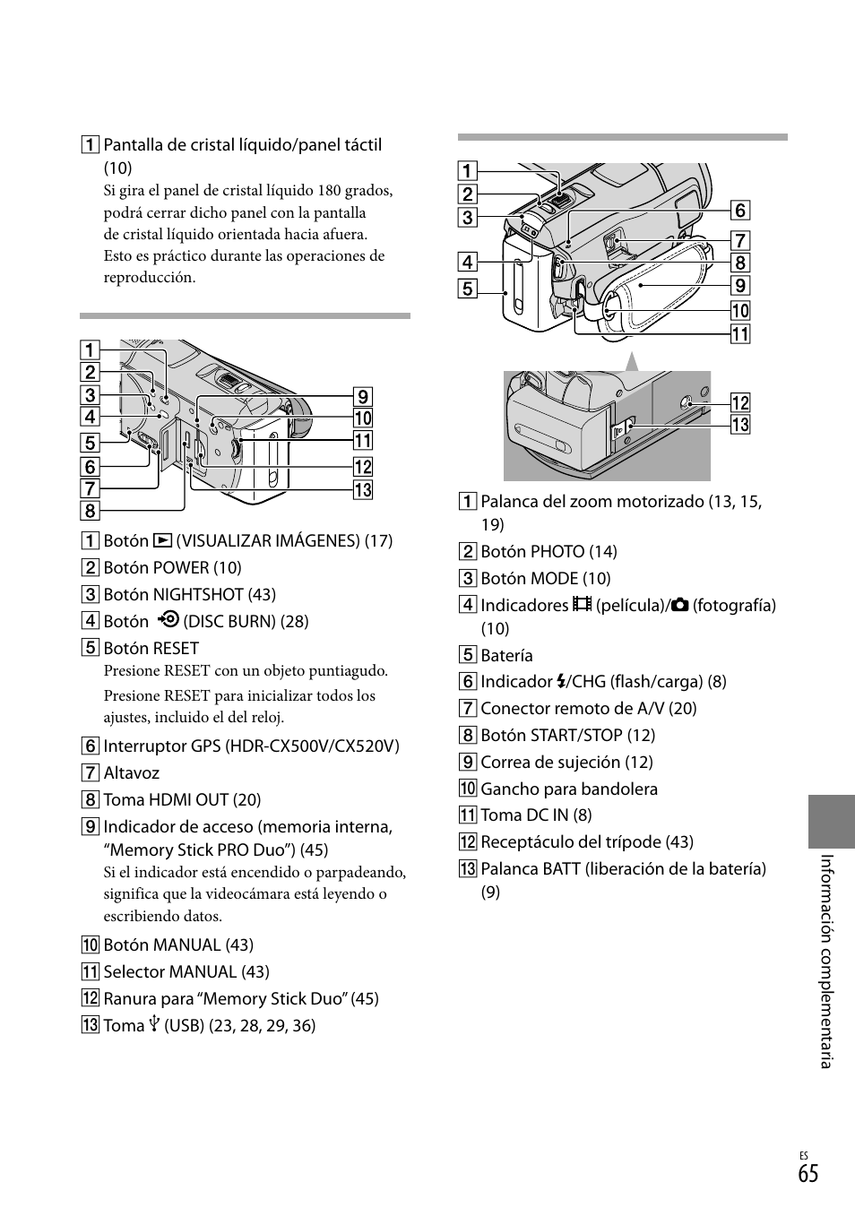 65) co | Sony HDR-CX520V User Manual | Page 133 / 135