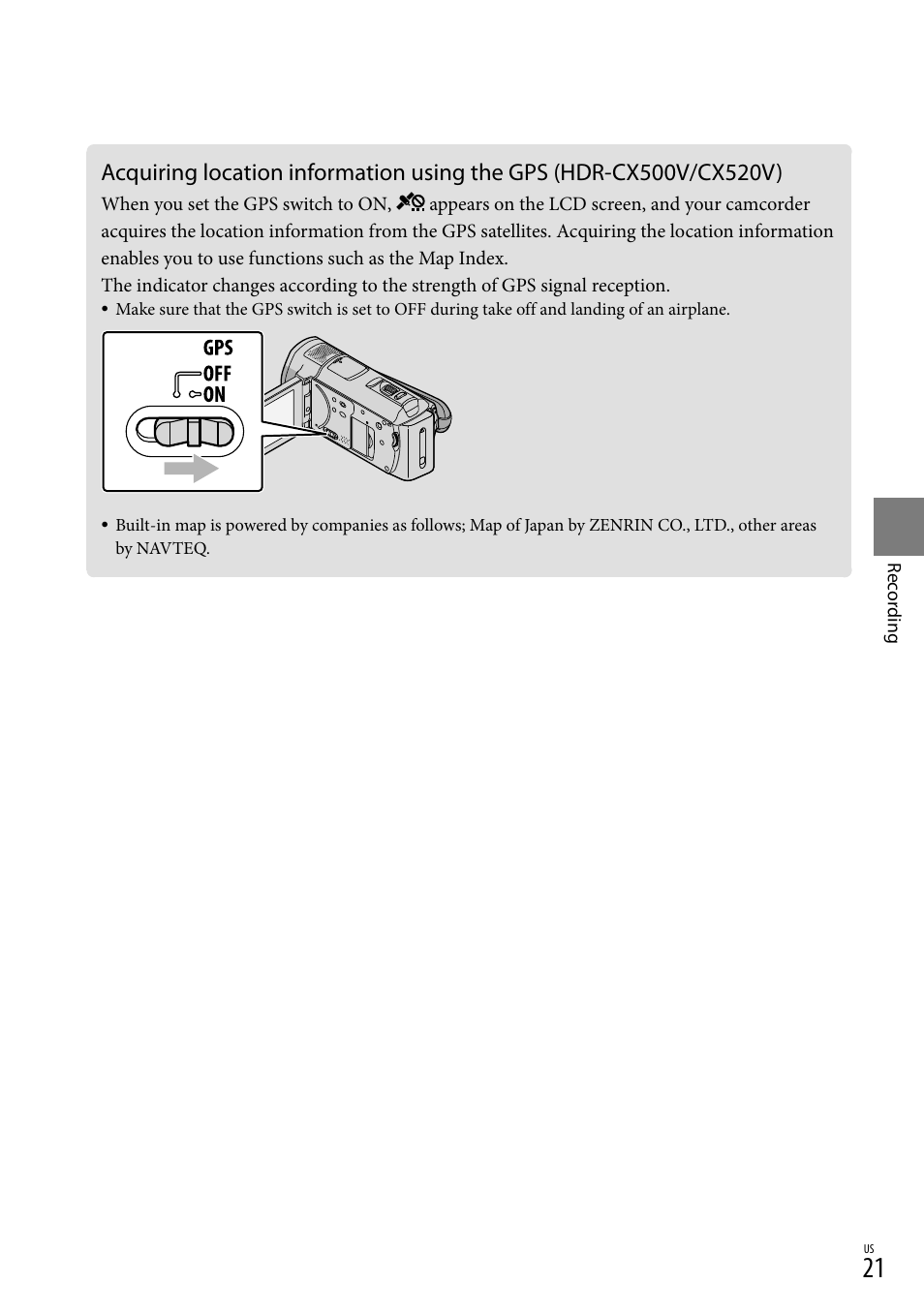 Sony HDR-CX520V User Manual | Page 21 / 135