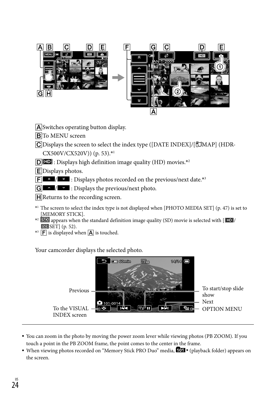 Sony HDR-CX520V User Manual | Page 24 / 135