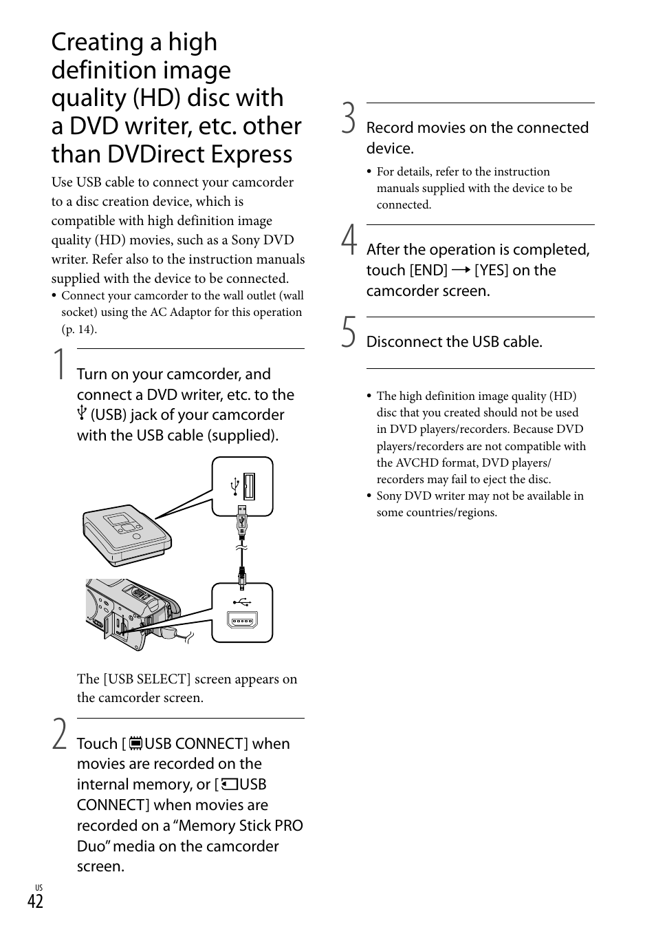 Dvdirect express | Sony HDR-CX520V User Manual | Page 42 / 135