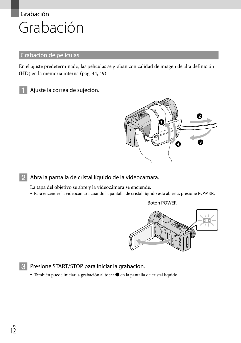 Grabación | Sony HDR-CX520V User Manual | Page 80 / 135