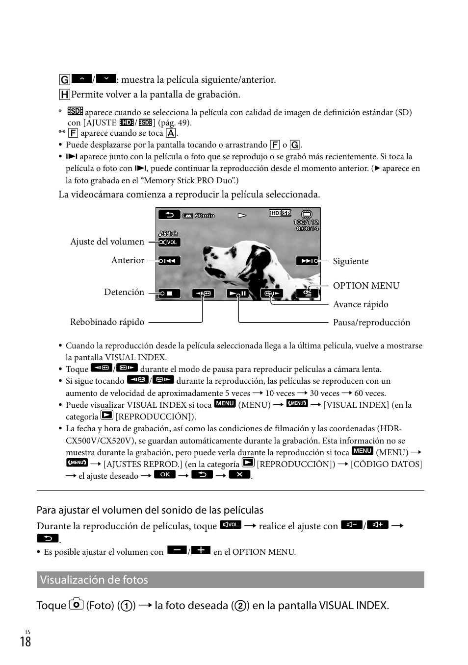 Visualización de fotos | Sony HDR-CX520V User Manual | Page 86 / 135