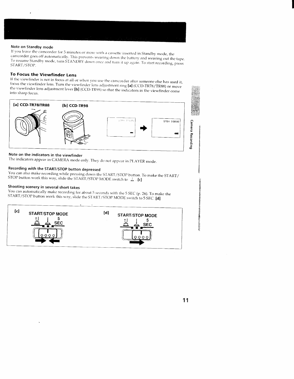 A] ccd-tr78/tr88 [b] ccd-tr98 | Sony CCD-TR98 User Manual | Page 11 / 54