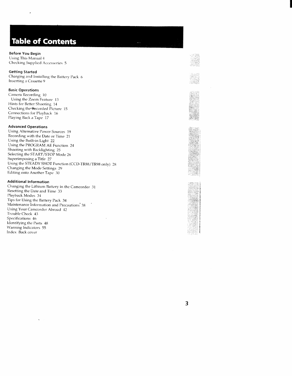 Sony CCD-TR98 User Manual | Page 3 / 54
