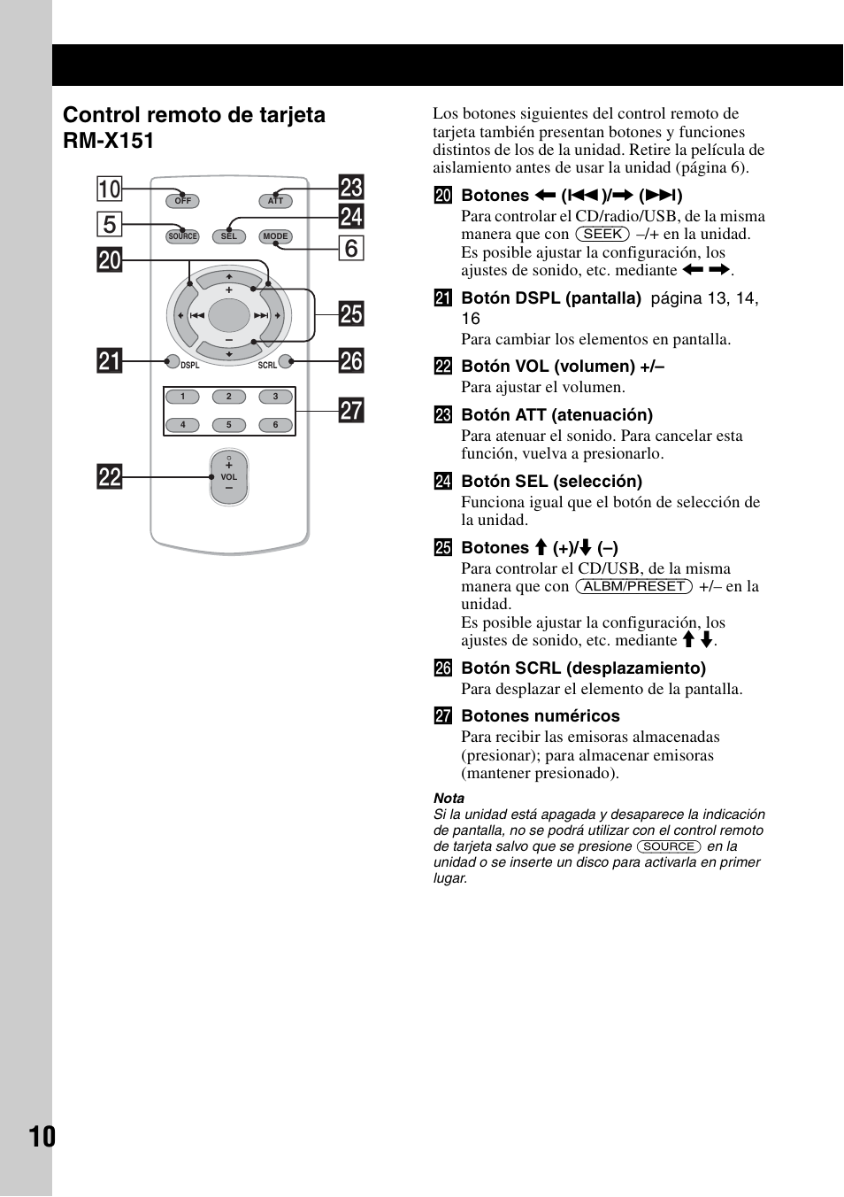Control remoto de tarjeta rm-x151, 5wf 6 0 w; wa wd ws wj wg wh | Sony WX-GT77UI User Manual | Page 34 / 52