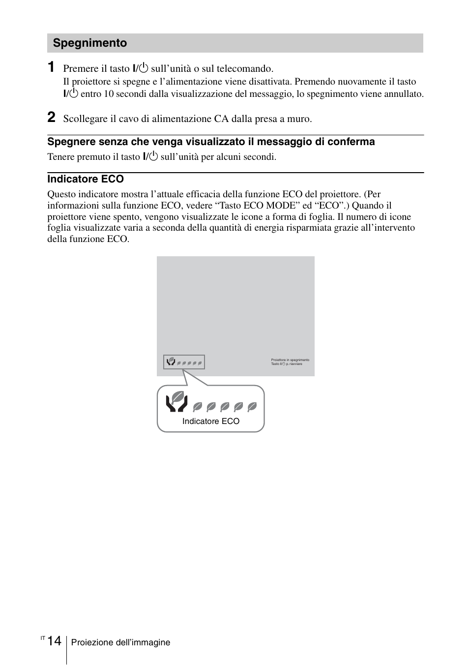 Spegnimento | Sony VPL-DX145 User Manual | Page 110 / 132