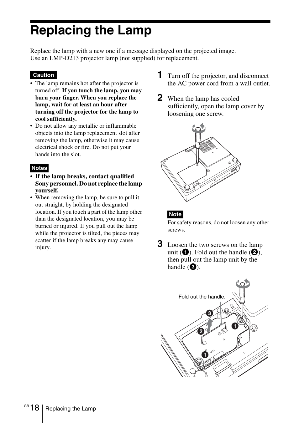 Replacing the lamp | Sony VPL-DX145 User Manual | Page 40 / 132