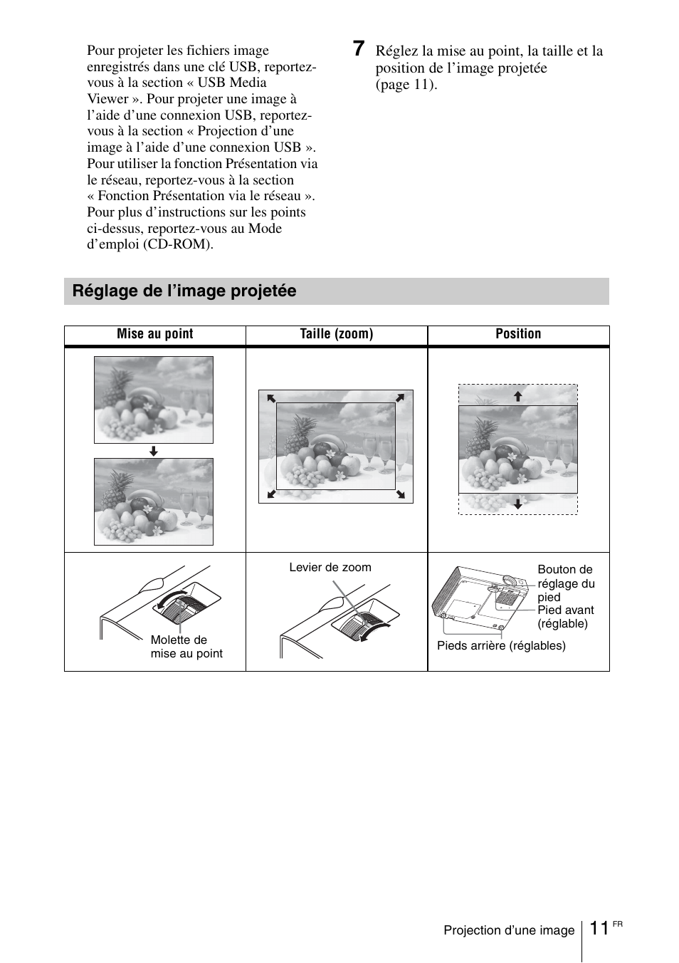 Réglage de l’image projetée | Sony VPL-DX145 User Manual | Page 53 / 132