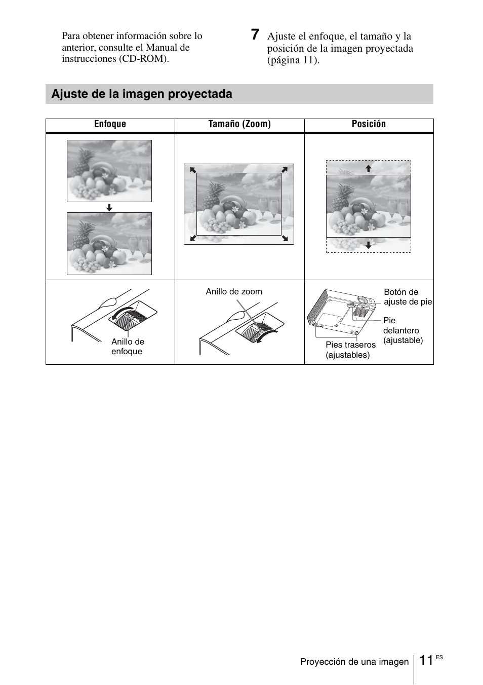 Ajuste de la imagen proyectada | Sony VPL-DX145 User Manual | Page 71 / 132