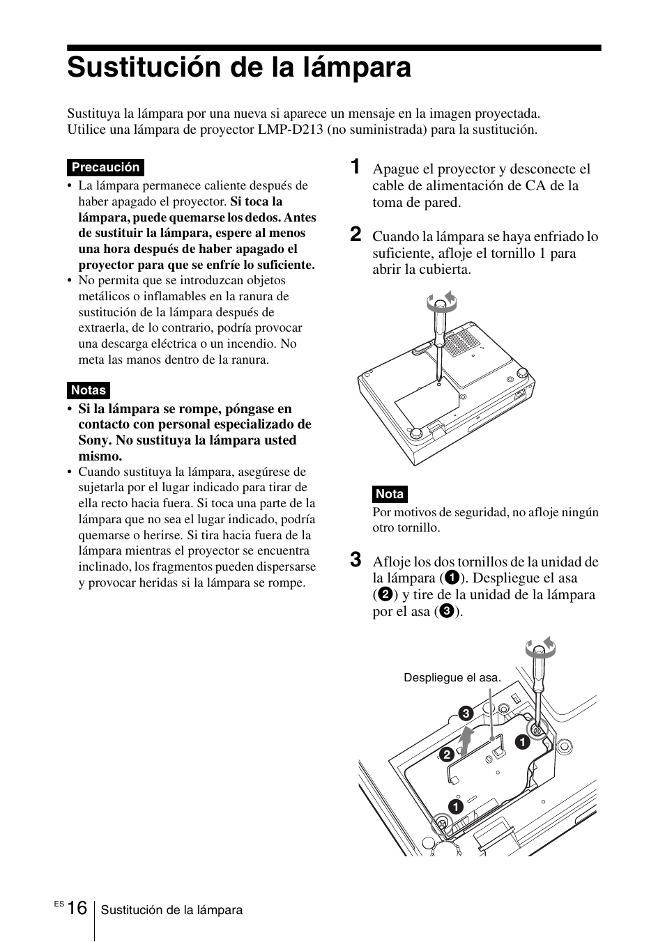 Sustitución de la lámpara | Sony VPL-DX145 User Manual | Page 76 / 132