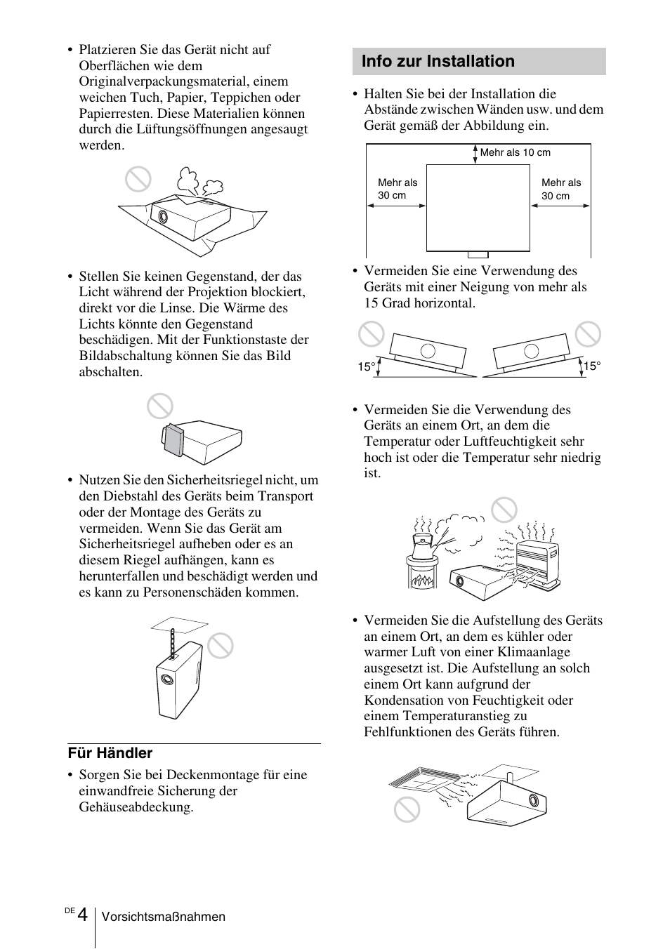 Info zur installation | Sony VPL-DX145 User Manual | Page 82 / 132