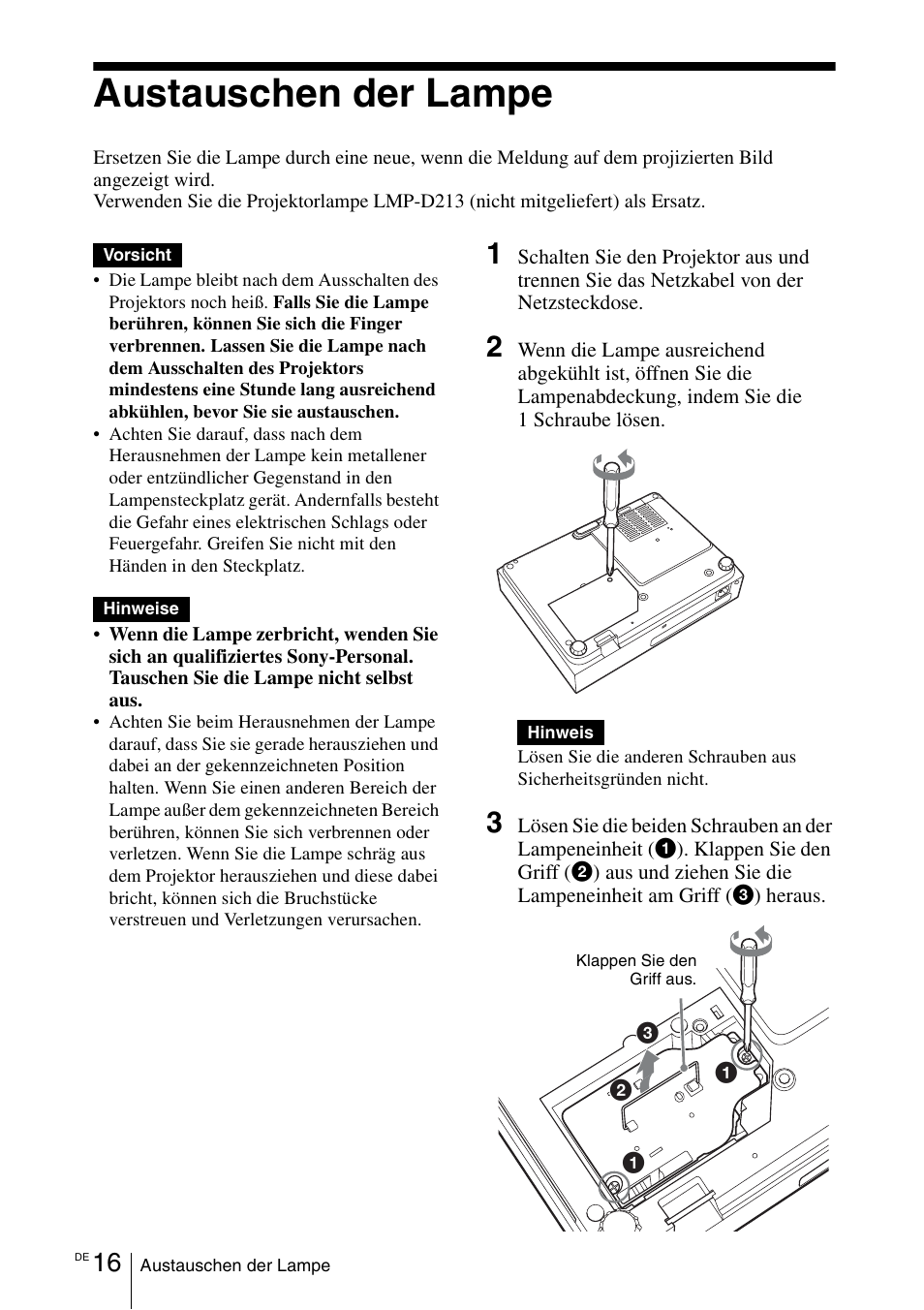 Austauschen der lampe | Sony VPL-DX145 User Manual | Page 94 / 132