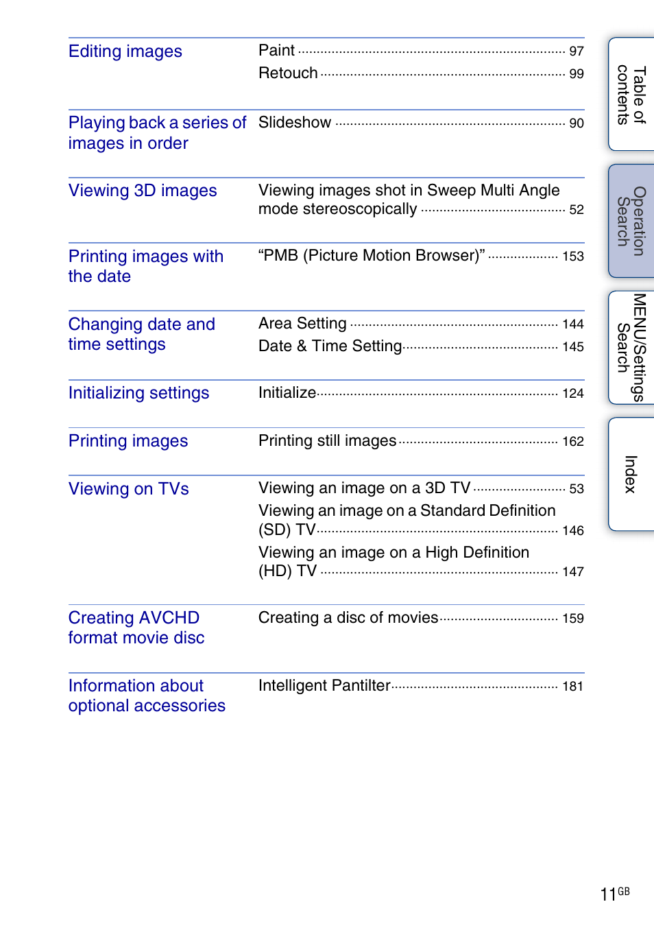 Sony DSC-TX9 User Manual | Page 11 / 190