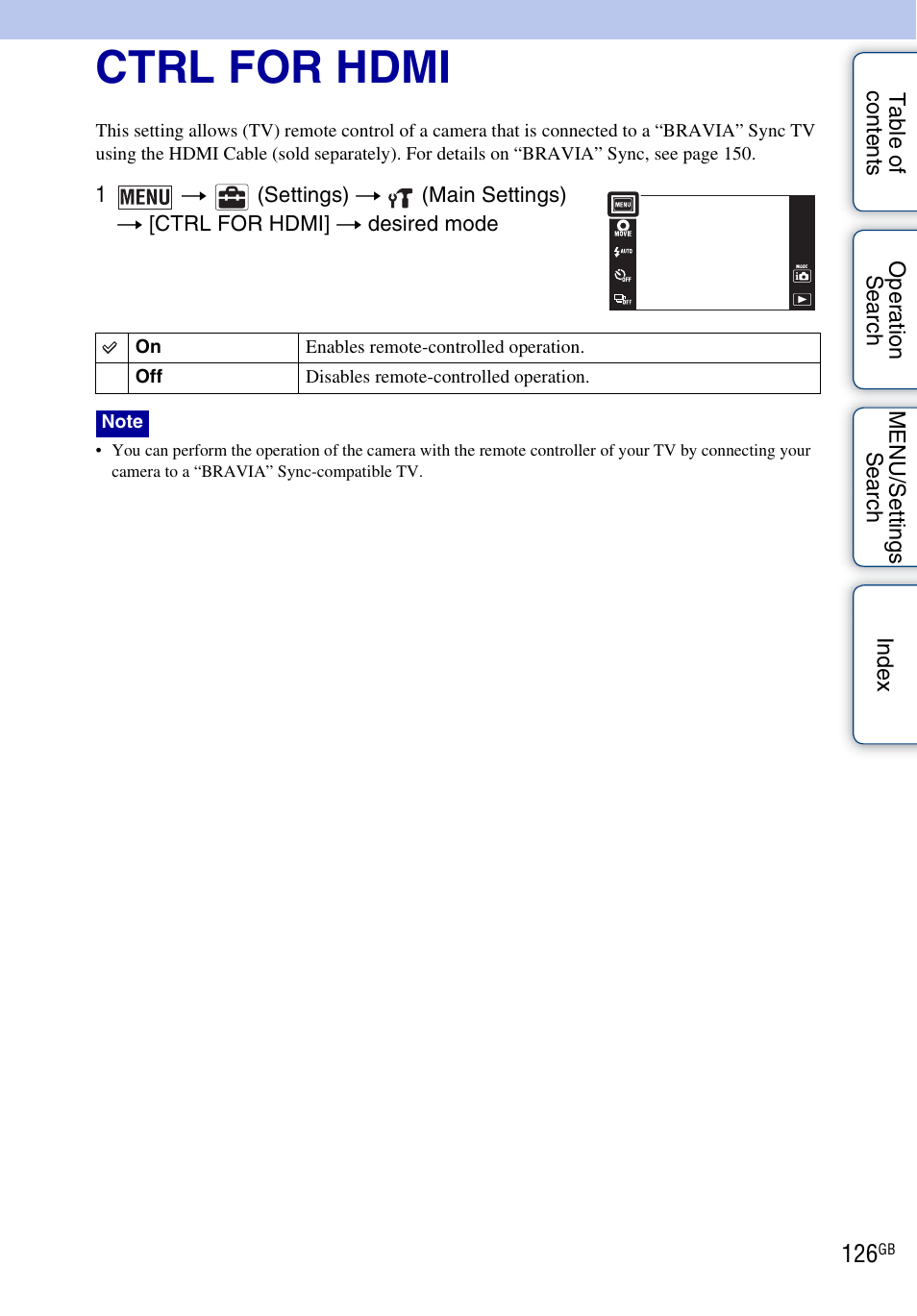 Ctrl for hdmi | Sony DSC-TX9 User Manual | Page 126 / 190