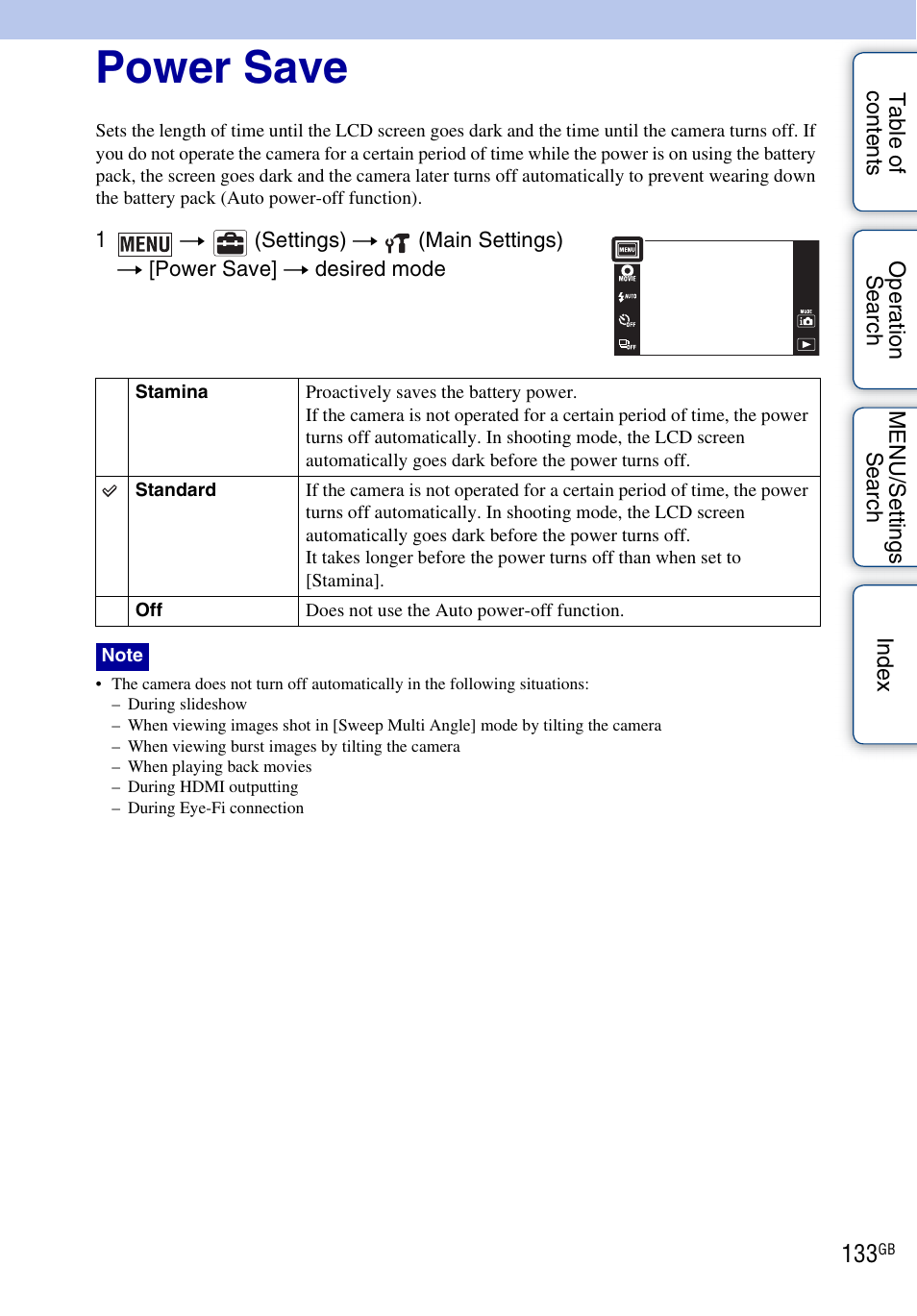 Power save | Sony DSC-TX9 User Manual | Page 133 / 190