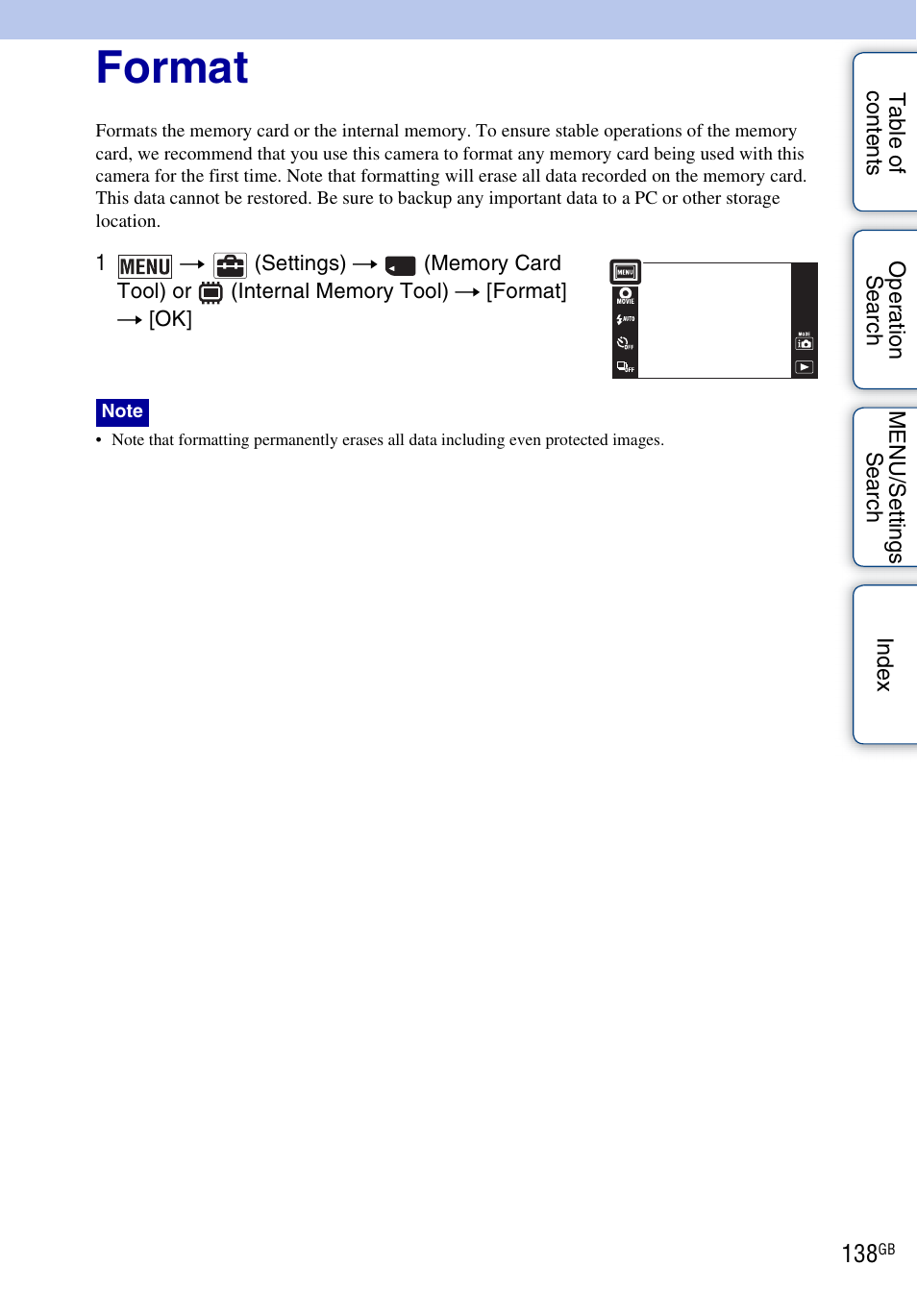 Format | Sony DSC-TX9 User Manual | Page 138 / 190