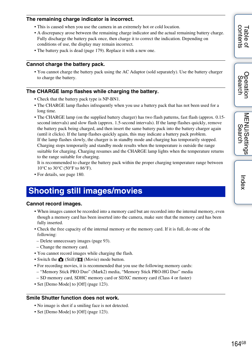 Shooting still images/movies | Sony DSC-TX9 User Manual | Page 164 / 190