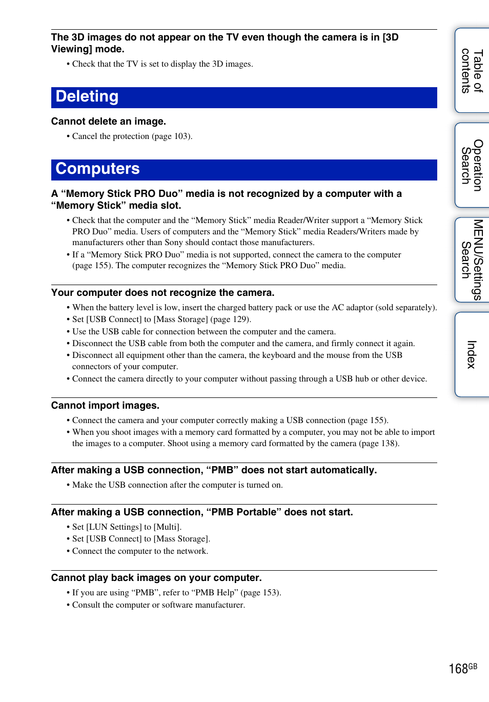 Deleting computers | Sony DSC-TX9 User Manual | Page 168 / 190