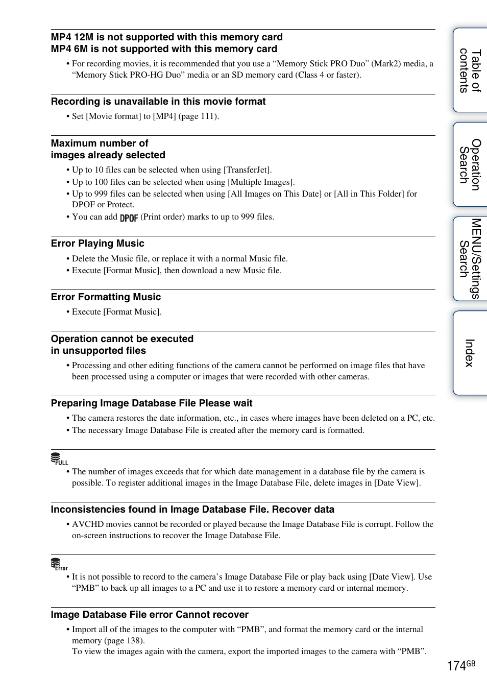 Sony DSC-TX9 User Manual | Page 174 / 190