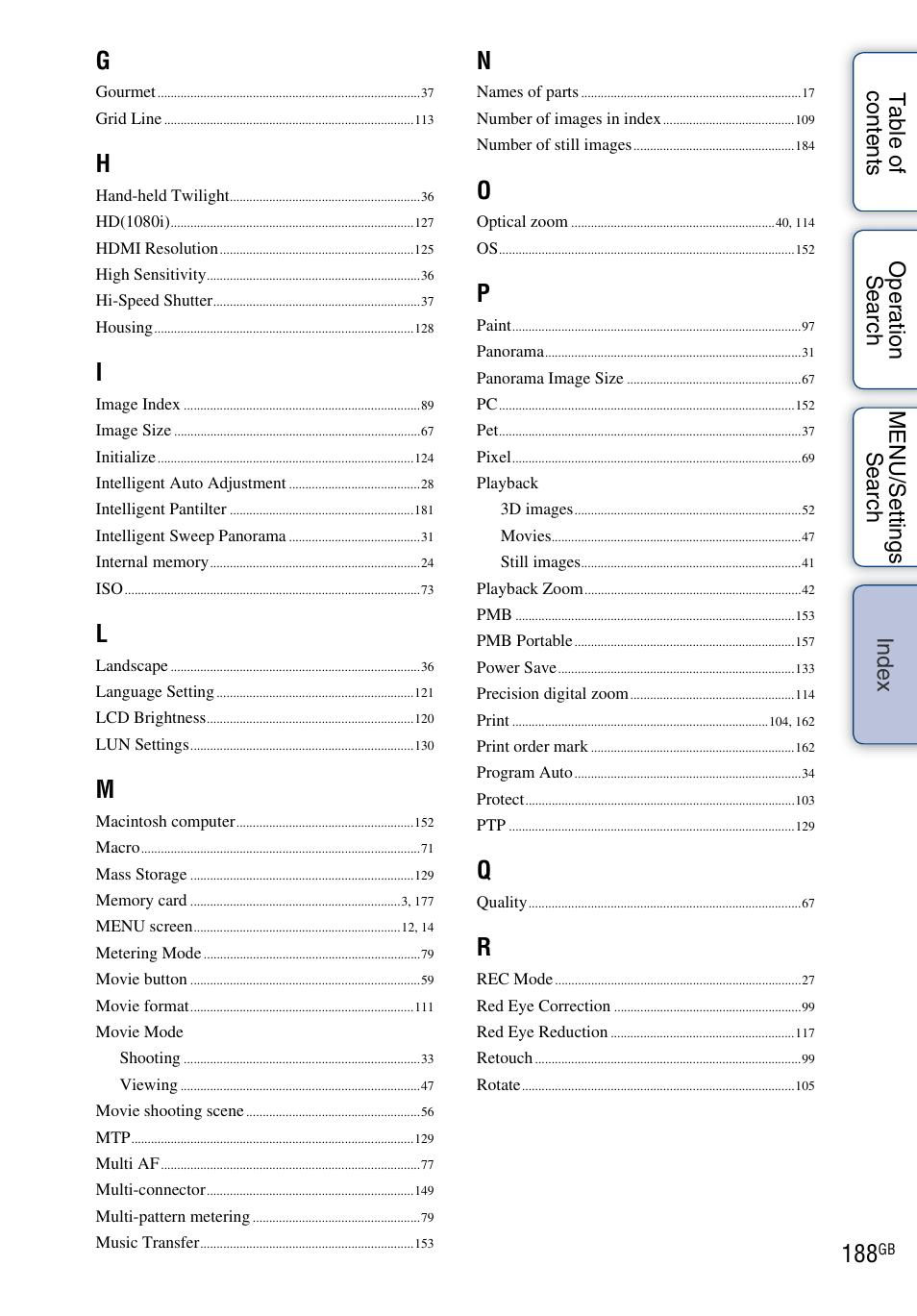 Sony DSC-TX9 User Manual | Page 188 / 190