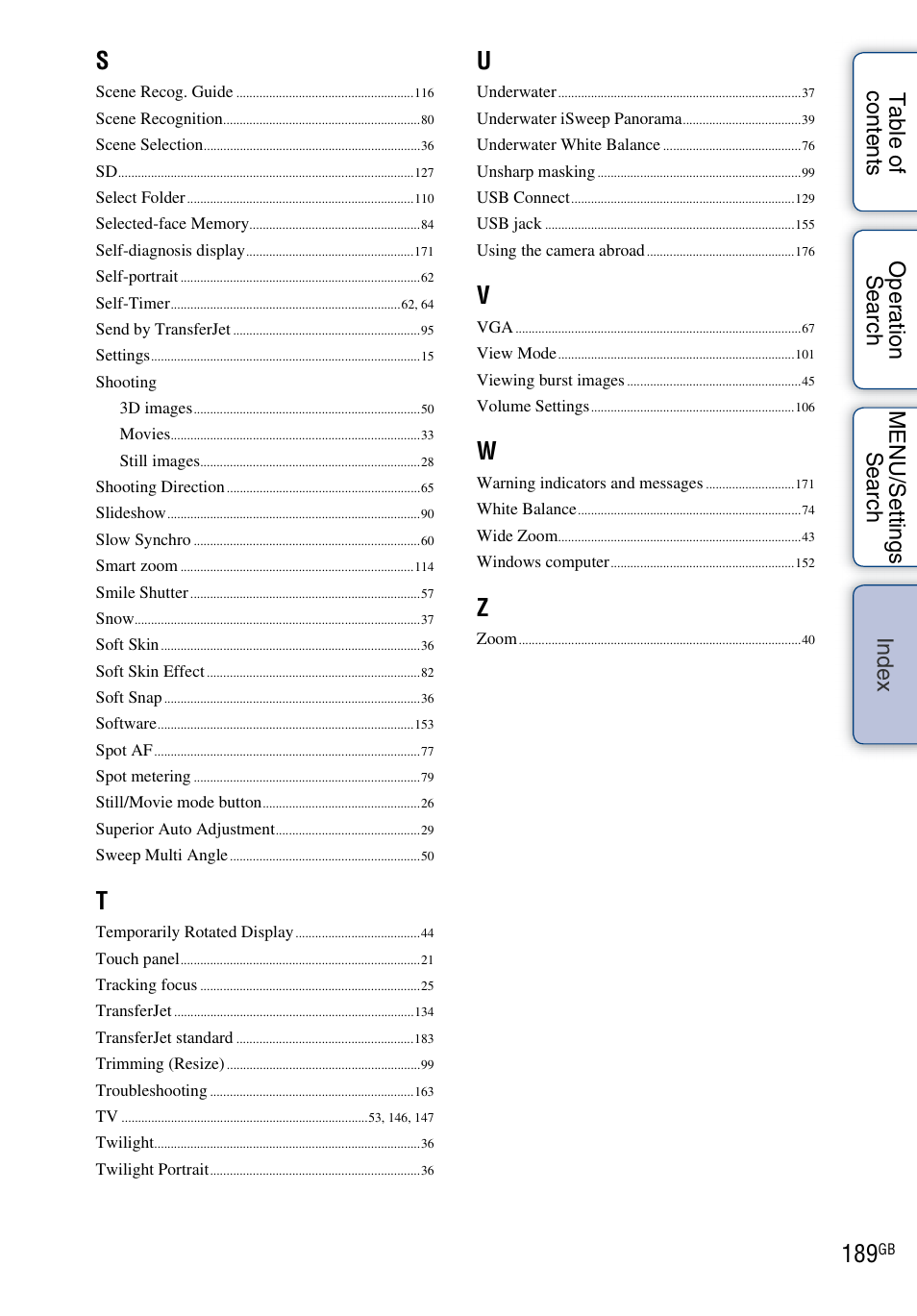 Sony DSC-TX9 User Manual | Page 189 / 190