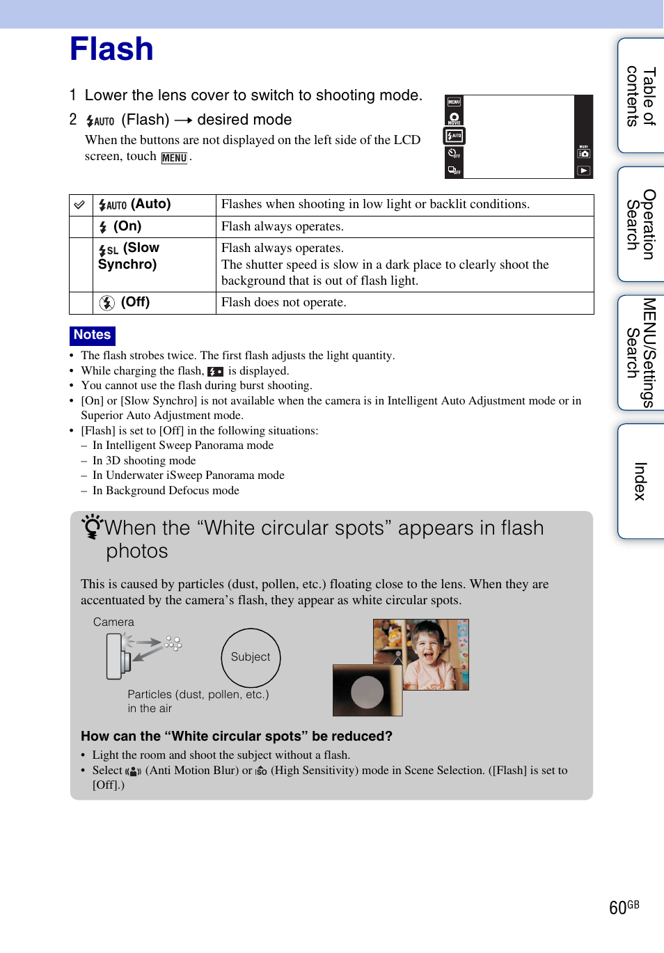 Flash | Sony DSC-TX9 User Manual | Page 60 / 190