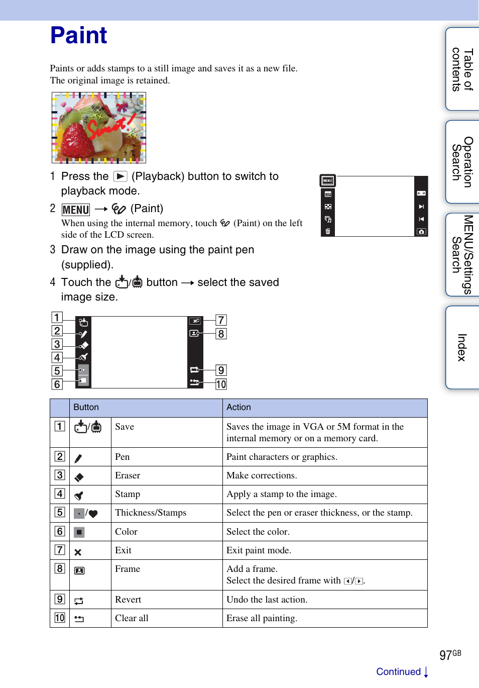 Paint | Sony DSC-TX9 User Manual | Page 97 / 190