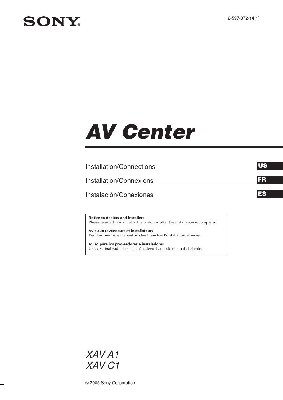 Sony XAV-C1 User Manual | 44 pages