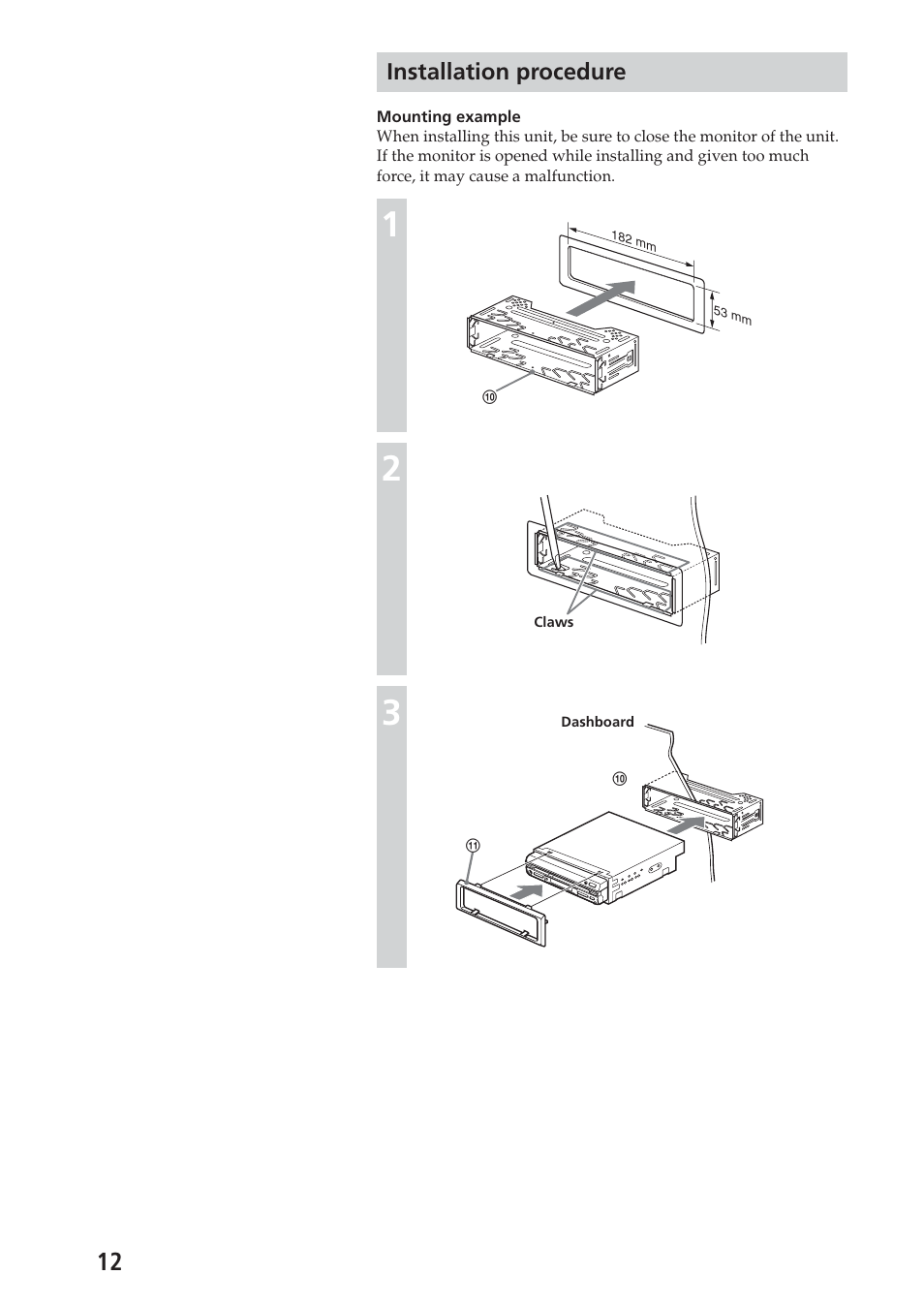 Installation procedure | Sony XAV-C1 User Manual | Page 12 / 44