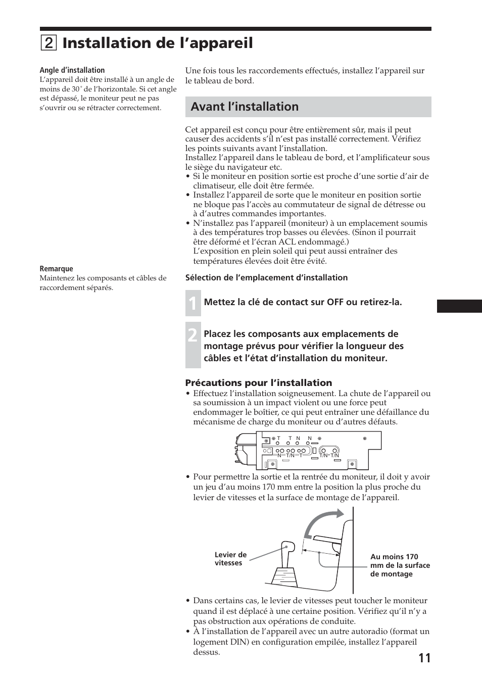 2 installation de l’appareil, Avant l’installation, 2installation de l’appareil | Sony XAV-C1 User Manual | Page 25 / 44