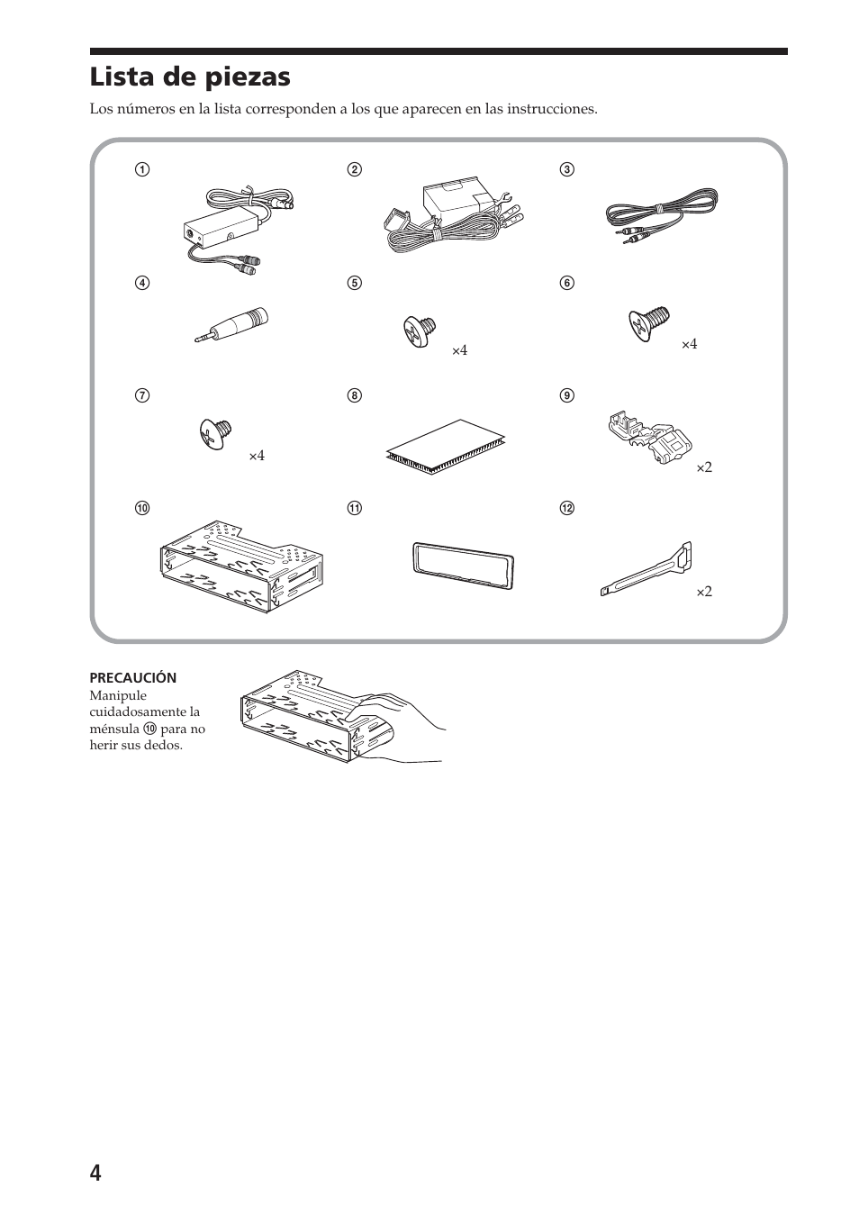 Lista de piezas | Sony XAV-C1 User Manual | Page 32 / 44