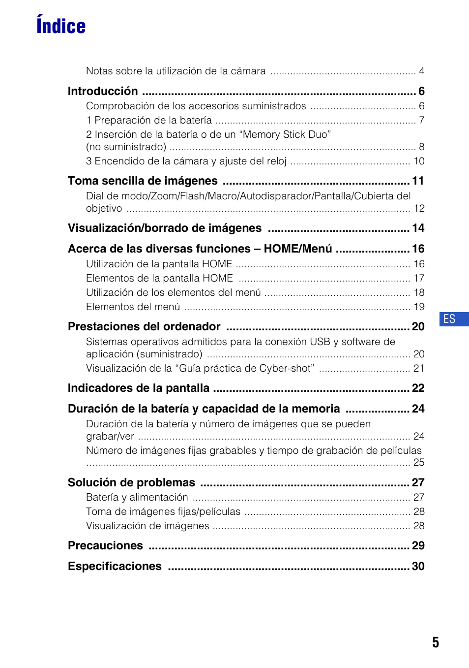 Índice | Sony DSC-H10 User Manual | Page 39 / 68